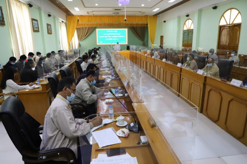 စစ်ကိုင်းတိုင်းဒေသကြီး ဝန်ကြီးချုပ် ဦးမြတ်ကျော် ၂၀၂၁-၂၀၂၂ ခုနှစ်၊ စိုက်ပျိုးရေးရာသီတွင် နွေစပါးနှင့် အခြားသီးနှံများ ရာနုန်းပြည့်စိုက်ပျိုးပြီးစီးရေး လုပ်ငန်းညှီနှိုင်းအစည်းအဝေး တက်ရောက်