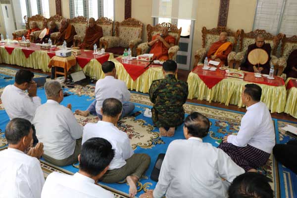 ငလျင်လှုပ်ခတ်မှုကြောင့် စစ်ကိုင်းတိုင်းဒေသကြီး၊ စစ်ကိုင်းမြို့၊ ရာဇမဏိစူဠာ ကောင်းမူ တော်စေတီမြတ်ကြီး ပြုပြင်မွမ်းမံရန်အတွက် နာယက ဆရာတော်ကြီးများထံမှ ဩဝါဒခံ ယူပွဲအခမ်းအနား ကျင်းပ