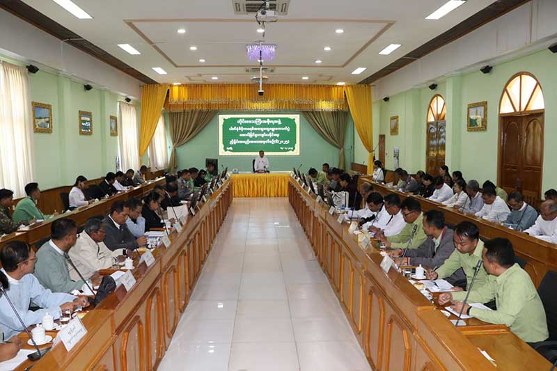 စစ်ကိုင်းတိုင်းဒေသကြီး ဝန်ကြီးချုပ် ဦးမြတ်ကျော် ၂၀၂၅-ခုနှစ်၊ ပါတီစုံဒီမိုကရေစီ အထွေထွေ ရွေးကောက်ပွဲအောင်မြင်စွာကျင်းပနိုင်ရေးလုပ်ငန်းညှိနှိုင်းအစည်းအဝေး (၆/၂၀၂၅) တက်ရောက်